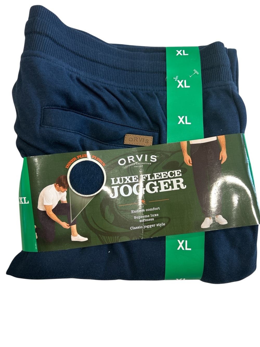 Orvis Mens Luxe Fleece Jogger Navy Blue Classic Collection Sweatpants XL NWT